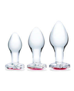 Set di allenamento anale in vetro a forma di cuore 3 pezzi Jewel Glass