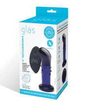 Load image into Gallery viewer, Glas 4&quot; Rechargeable Vibrating Dotted G Spot/P Spot Plug - Blue
