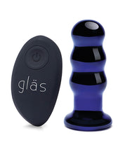 Load image into Gallery viewer, Glas 3.5&quot; Rechargeable Vibrating Beaded Butt Plug - Blue
