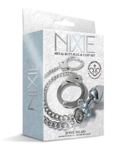 Load image into Gallery viewer, Nixie Silver Metallic Bondage Set with Jewel-Enhanced Butt Plug
