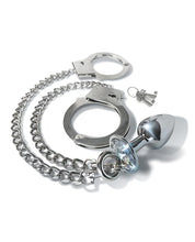 Load image into Gallery viewer, Nixie Silver Metallic Bondage Set with Jewel-Enhanced Butt Plug
