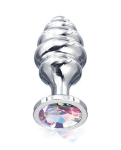 Load image into Gallery viewer, Nixie Honey Dipper Ribbed Metal Rainbow Jeweled Butt Plug
