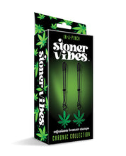 Load image into Gallery viewer, Glow-in-the-Dark Adjustable Cannabis-Themed Nipple Clamps
