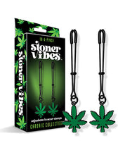 Load image into Gallery viewer, Glow-in-the-Dark Adjustable Cannabis-Themed Nipple Clamps
