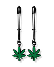 Load image into Gallery viewer, Glow-in-the-Dark Adjustable Cannabis-Themed Nipple Clamps
