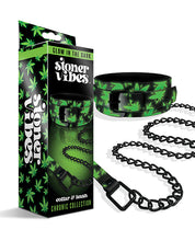 Load image into Gallery viewer, Cannabis-Themed Glow-in-the-Dark BDSM Collar &amp; Leash Set
