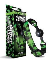 Load image into Gallery viewer, Glow-in-the-Dark Cannabis Themed Breathable Ball Gag
