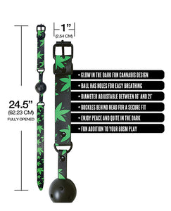 Glow-in-the-Dark Cannabis Themed Breathable Ball Gag