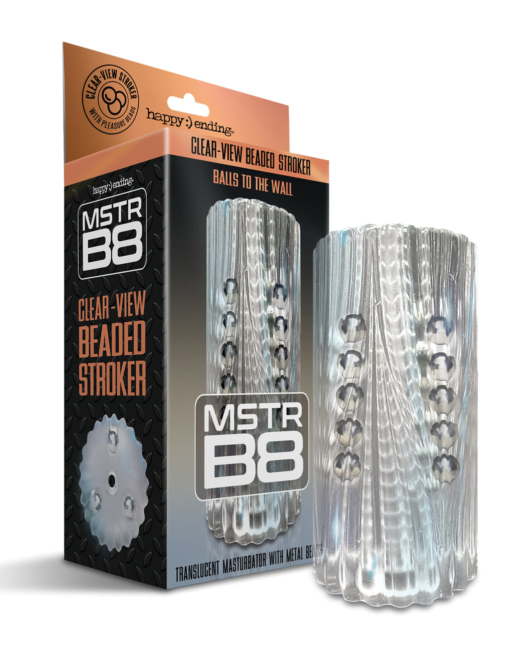 MSTR B8 Clear-View Beaded Stroker pentru o senzație supremă - Transparent