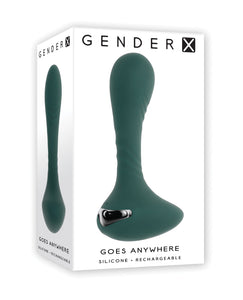 Gender X Goes Anywhere Vibrating Silicone Plug - Teal