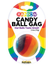 Load image into Gallery viewer, Strawberry Flavored Rainbow Candy Gag Ball
