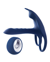 Load image into Gallery viewer, Blue Fox Ultimate Vibrating Penis Enhancer with Clit Teaser Blue
