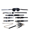 Conjunto de Bondage BDSM Kinky de 5 Peças em Couro Vegano Preto