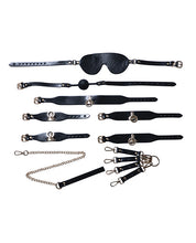 Load image into Gallery viewer, 5-Piece Kinky BDSM Bondage Set Vegan Faux Leather Black
