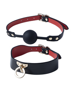 Conjunto de Bondage BDSM Kinky de 5 Peças em Couro Vegano Preto