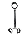 Bondage Bliss Locking Harness Collar with Wrist Restraints Black