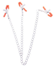 Load image into Gallery viewer, Triple Delight Orange Pleasure Clamps &amp; Chain Set for Fun
