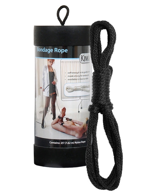 KinkLab 25-Foot Soft Nylon Bondage Rope Black for Couples