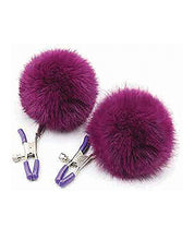 Load image into Gallery viewer, Flirty Purple Puff Ball Nipple Clamps
