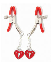 Load image into Gallery viewer, Nipple Clamps with Black Heart Charms - Seductive Design
