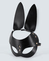 Masque demi-visage en cuir PU avec oreilles de lapin - Noir