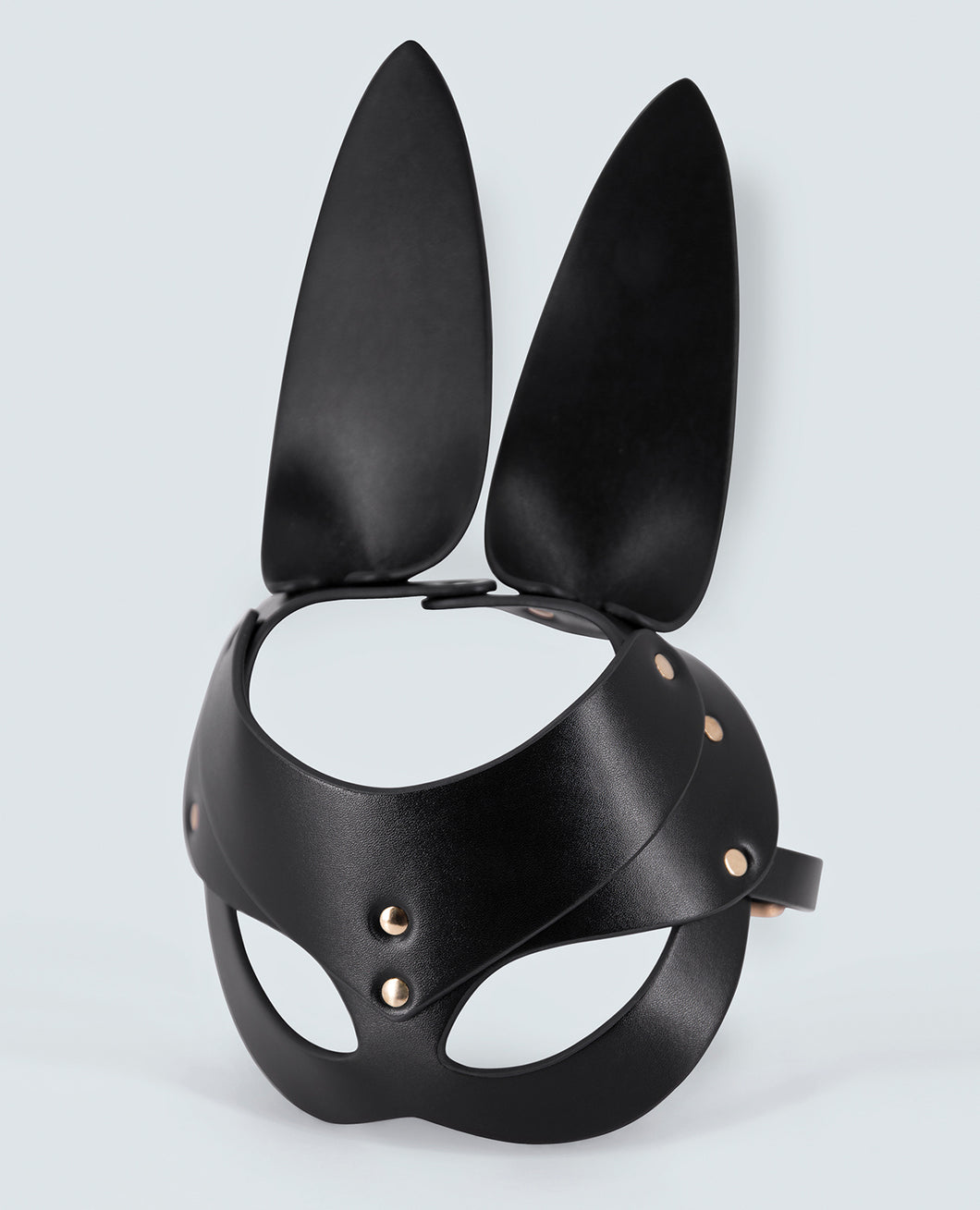 Bunny Ears PU-Leder Halbmaske - Schwarz