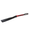 Flogger de piel de cordero Sultra de 16" con mango trenzado - Diseño negro y rojo