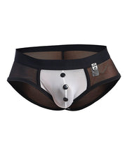 Load image into Gallery viewer, Male Basics Maitre D Brief with Bow &amp; French Cuffs in Black/White for Men
