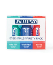 Indlæs billede i gallerifremviser, Swiss Navy Essentials Smøremiddel &amp; Rengørings Trio - 3 x 1 oz Flasker
