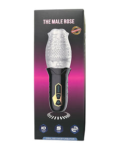 The Ultimate Male Rose Vibrating & Rotating Pleasure Simulator - Black