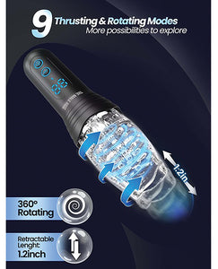 The Male Rose Pro Ultimate Thrusting & Vibrating 3D Pleasure Device - Black