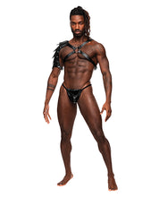 Load image into Gallery viewer, Aquarius Gladiator-Inspired PU Leather Chest Harness Black O/S
