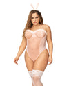 Flirty Pink Bunny Bodysuit with Lace-Up Back and Headband