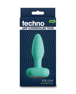 Techno Prism App-gestuurde roterende en vibrerende anale plug - Blauwgroen