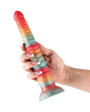 Indlæs billede i gallerifremviser, Tri-Farvet 9&quot; Silikone Dildo - Crimson/Guld
