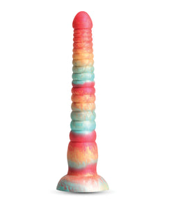 Dildo din silicon tri-colorat de 9" - Crimson/Auriu