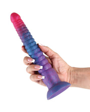 Charger l&#39;image dans la visionneuse de la galerie, Dildo en silicone tri-couleur de 9&quot; - Rose/Bleu
