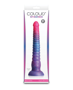 Dildo en silicone tri-couleur de 9" - Rose/Bleu