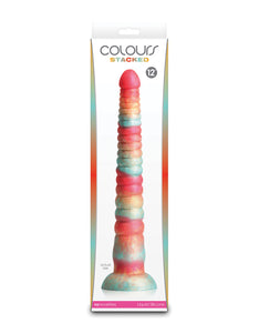 Tri-Colored 12" Silicone Dildo - Red & Gold