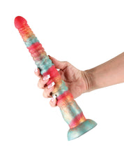 Indlæs billede i gallerifremviser, Tri-Farvet 12&quot; Silikone Dildo - Rød &amp; Guld
