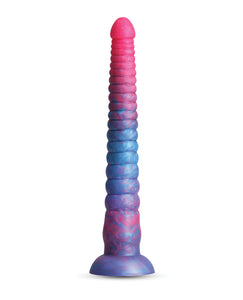 Tri-Färgad Silikon Staplad Dildo - Rosa/Blå 12"