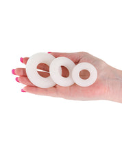 Load image into Gallery viewer, Glow-in-the-Dark Silicone Bubble Cock Rings - White Set of 3
