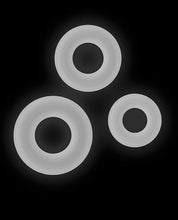 Load image into Gallery viewer, Glow-in-the-Dark Silicone Bubble Cock Rings - White Set of 3
