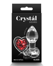 Load image into Gallery viewer, Crystal Desires Glass Heart Gem Butt Plug - Red
