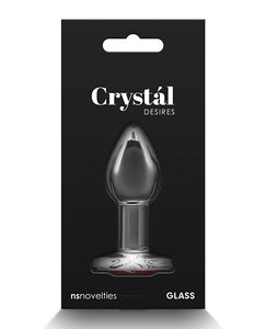 Crystal Desires Inimă de Sticlă Gem Butt Plug - Roșu