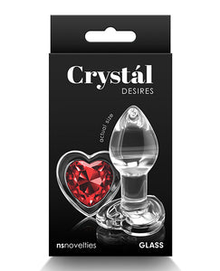 Crystal Desires Glass Heart Gem Butt Plug - Rød