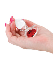 Load image into Gallery viewer, Crystal Desires Glass Heart Gem Butt Plug - Red
