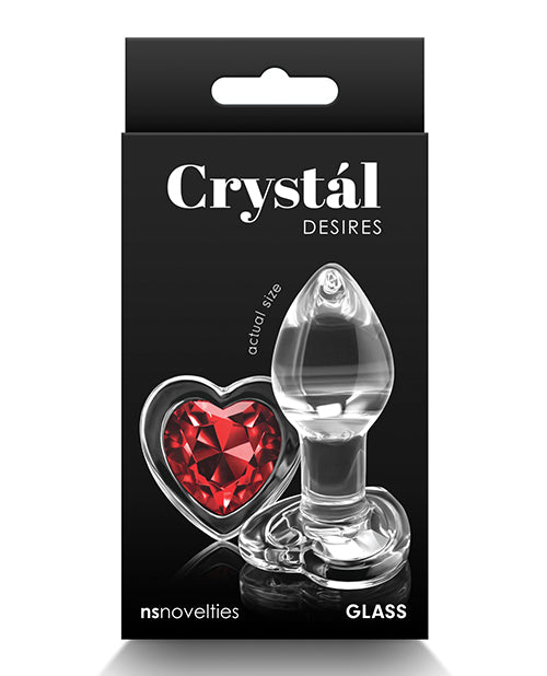 Crystal Desires Inimă de Sticlă Gem Butt Plug - Roșu