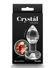 Load image into Gallery viewer, Crystal Desires Glass Round Gem Butt Plug - Rainbow
