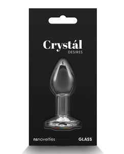 Plug Anal con Gema Redonda de Vidrio Crystal Desires - Arco Iris